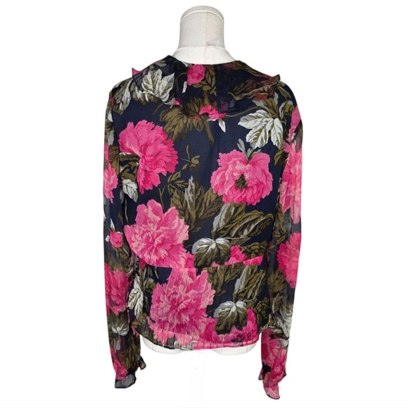Anne Klein Y2K Vintage 100% Silk Floral Wrap Blouse – Sheer & Feminine Size 12 - Picture 3 of 15